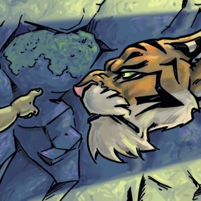 Illustratie uit boek Jungle-avonturen van Shanti en Mowgli 