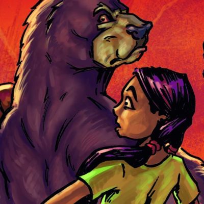 Illustratie uit boek Jungle-avonturen van Shanti en Mowgli 