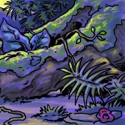 Illustratie uit boek Jungle-avonturen van Shanti en Mowgli 