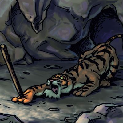 Illustratie uit boek Jungle-avonturen van Shanti en Mowgli 