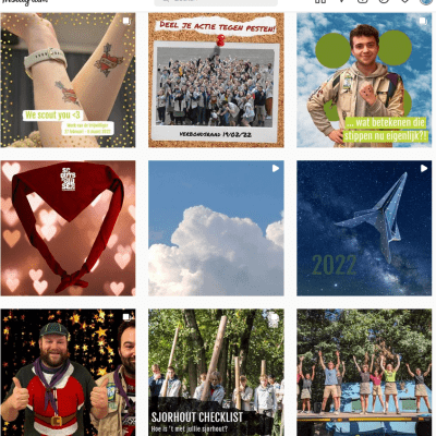 foto van de feed van het Scouts en GIdsen Vlaanderen account op instragam