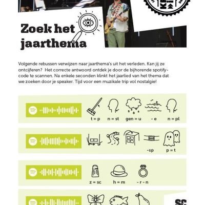 afbeelding van vier rebussen op de flyer voor de programmaboekjes