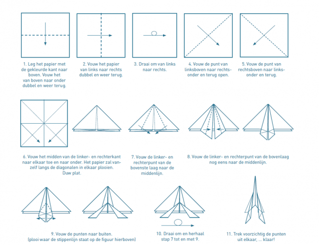 Vouwinstructies origami raket