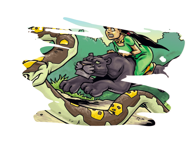 Shanti en bagheera achtervolgen Kaa Shanti en bagheera achtervolgen Kaa