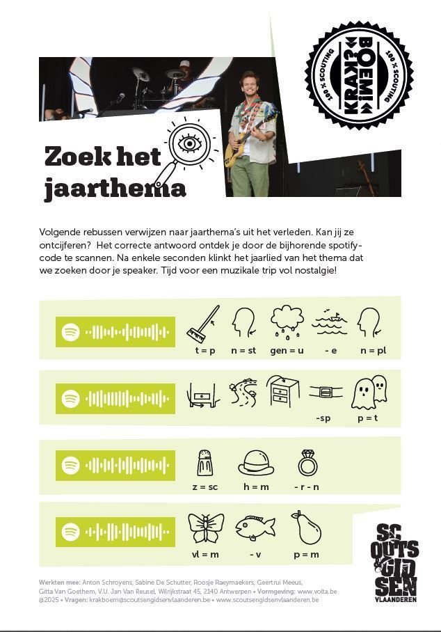 afbeelding van vier rebussen op de flyer voor de programmaboekjes
