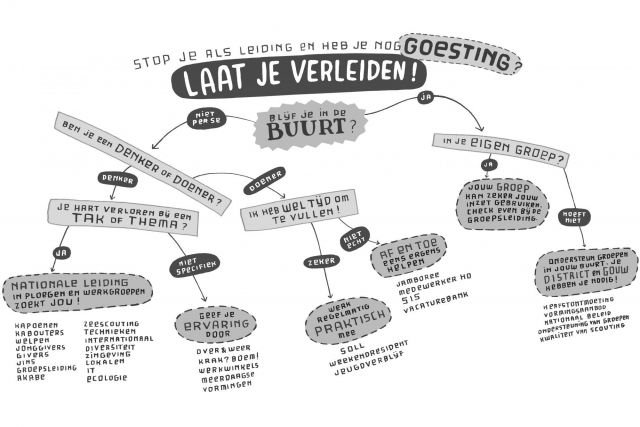 Schema laat je verleiden beslissingsboom wat je kan doen na je leidingscarriëre