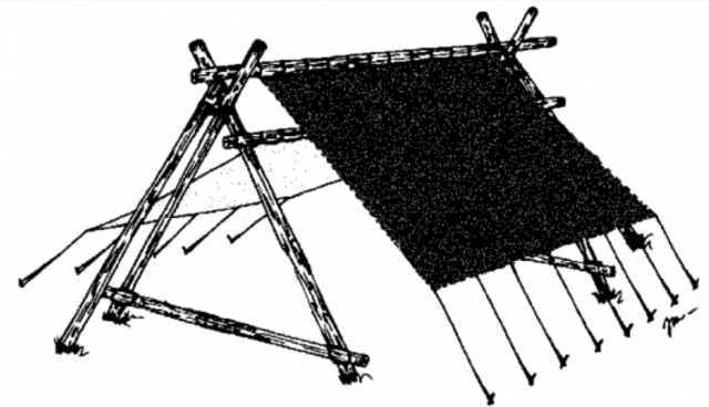 tekening gesjorde spleetdakshelter