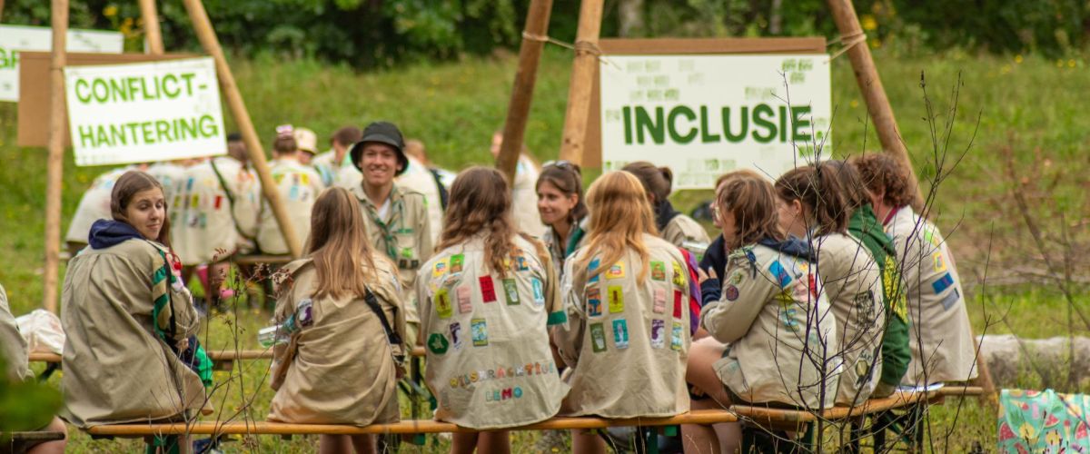 fotograaf: Victor Watté groepje leiding volgen op HO een workshop over inclusie