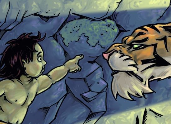 Illustratie uit boek Jungle-avonturen van Shanti en Mowgli 