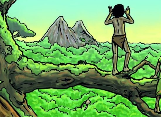 Illustratie uit boek Jungle-avonturen van Shanti en Mowgli 