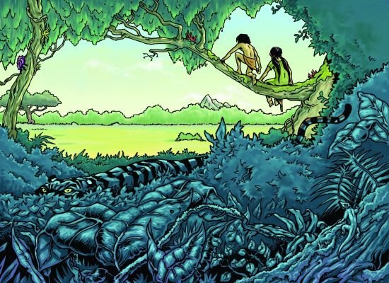 Illustratie uit boek Jungle-avonturen van Shanti en Mowgli