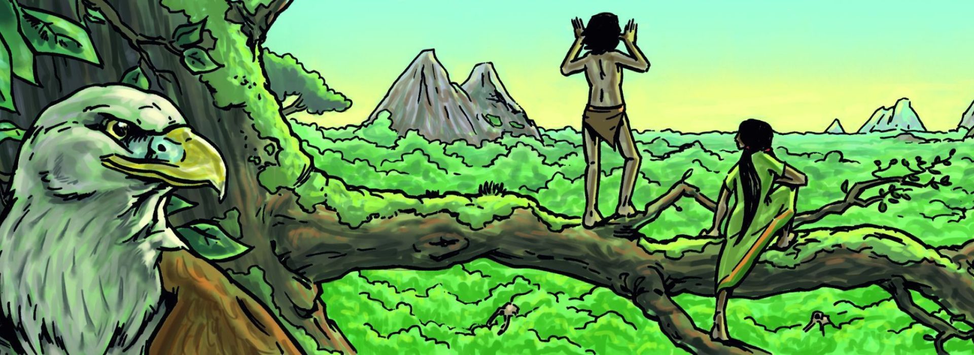 Illustratie uit boek Jungle-avonturen van Shanti en Mowgli 